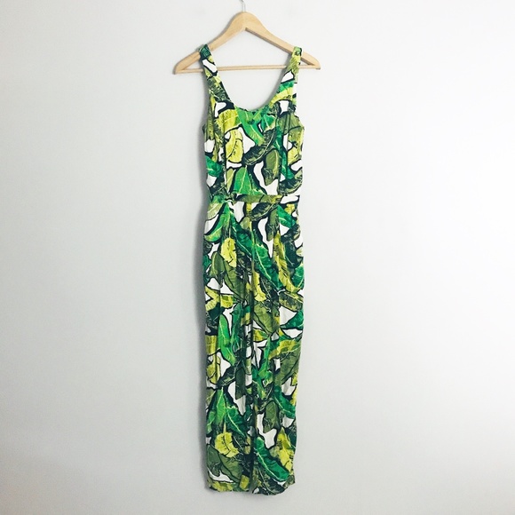 apricot banana leaf jumpsuit